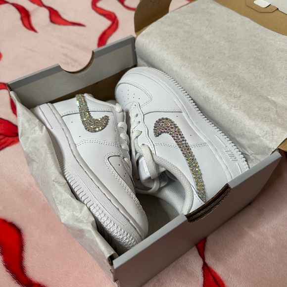 Nike Other - Nike White AF1 with BLING Swoosh (TODDLER 10C)